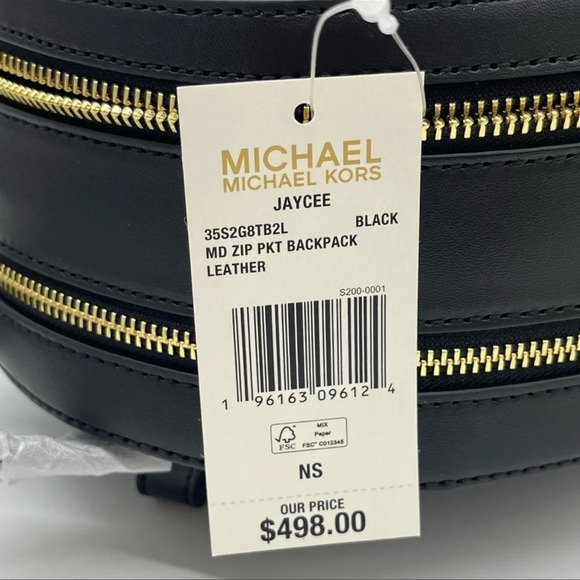 Michael Kors Jaycee Medium Pebbled Leather Backpack Black - Picture 11 of 11